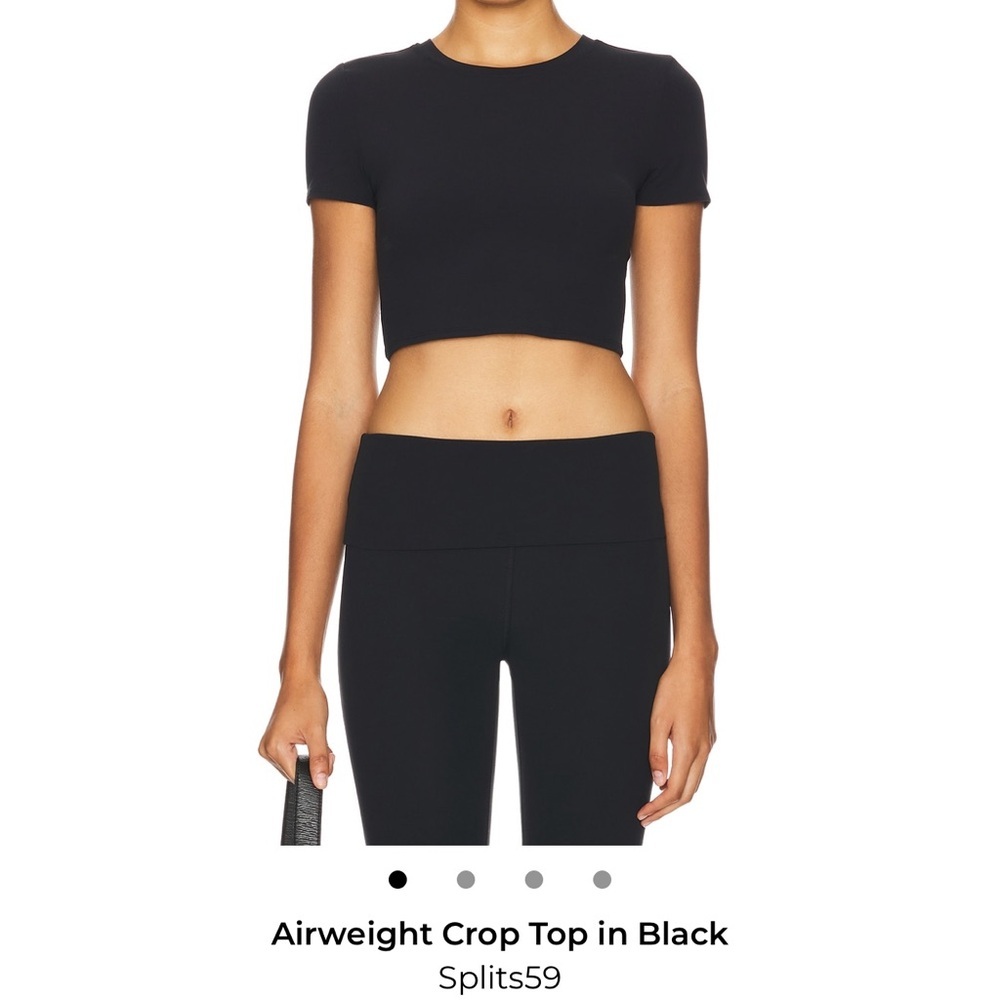 Splits59 Airweight Crop Top short sleeve in black NWT